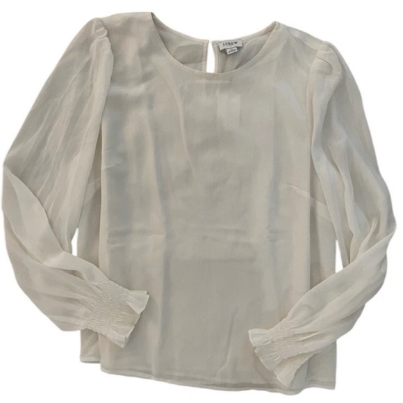 J Crew Long-sleeve top with smocked cuffs in Ivory Size M $79.50 - Picture 4 of 7